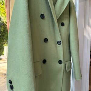 Reformation Green Double-Breasted Pea Coat (NO TAGS, SAMPLE)